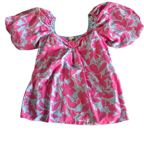 UMGEE women Size M PUP shoulder Off blouse pink and Blue color - Picture 4 of 16